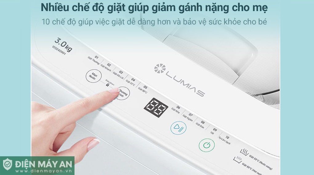 Máy giặt mini nhiệt độ cao Lumias 3 kg WS040WH